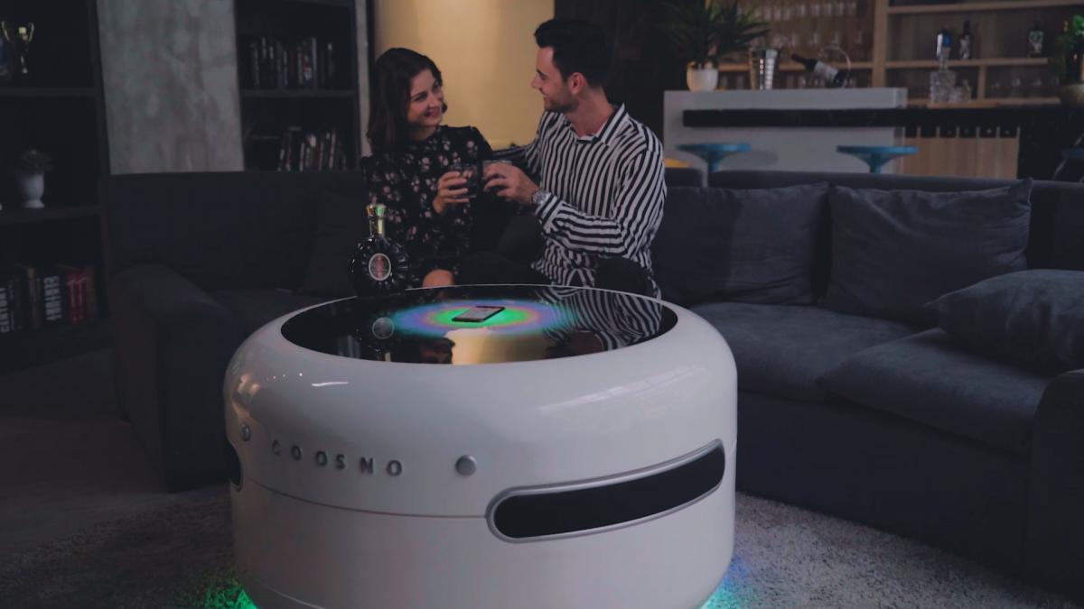 Coosno Ultimate Smart Coffee Table Fridge - Voice activated futuristic coffee table doubles as refrigerator