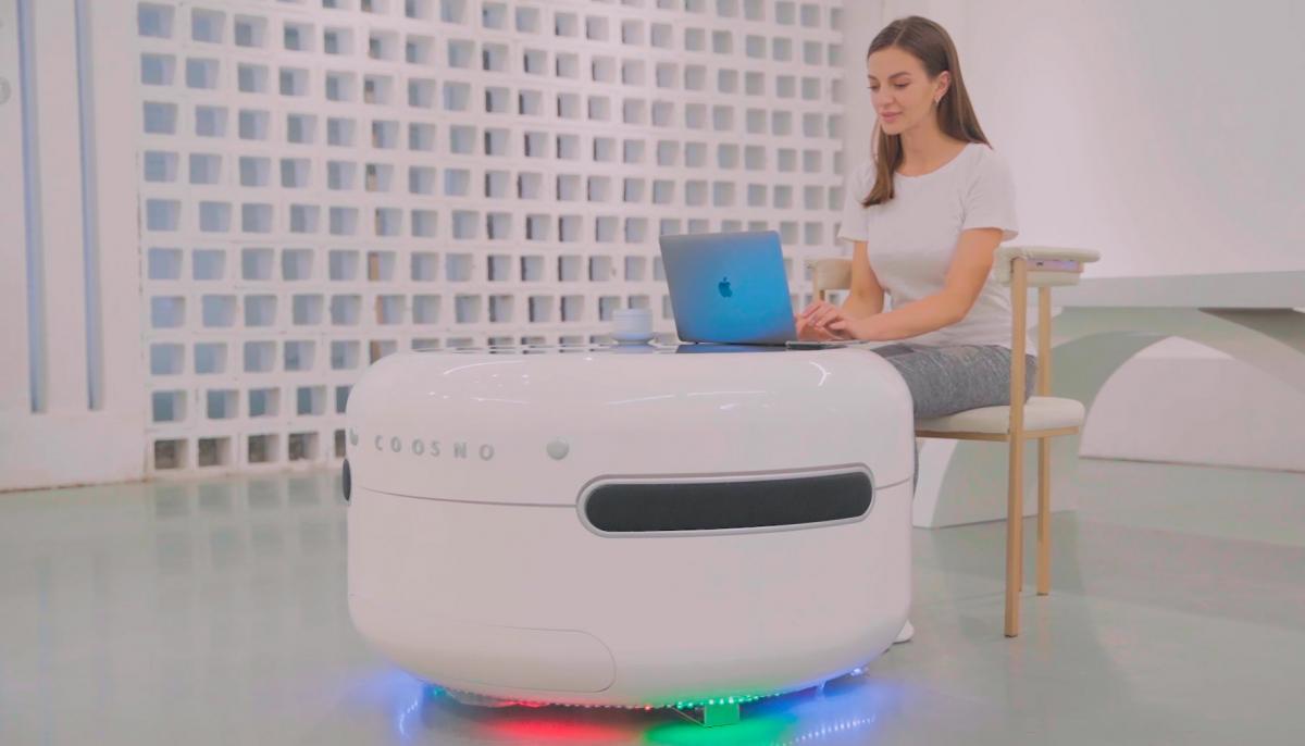 Coosno Ultimate Smart Coffee Table Fridge - Voice activated futuristic coffee table doubles as refrigerator