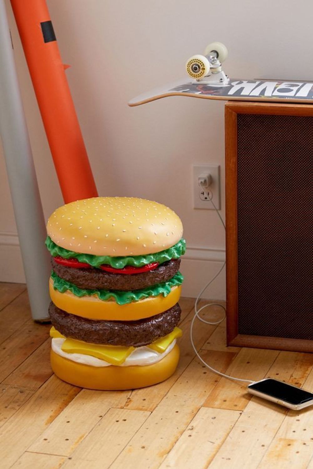 Double cheeseburger shaped stool