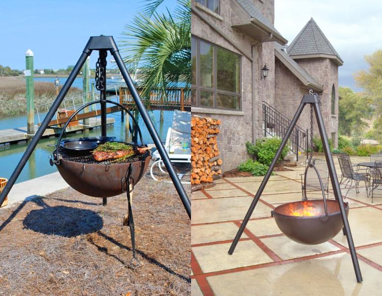 Cowboy Cauldron - Giant tripod hanging fire pit and BBQ