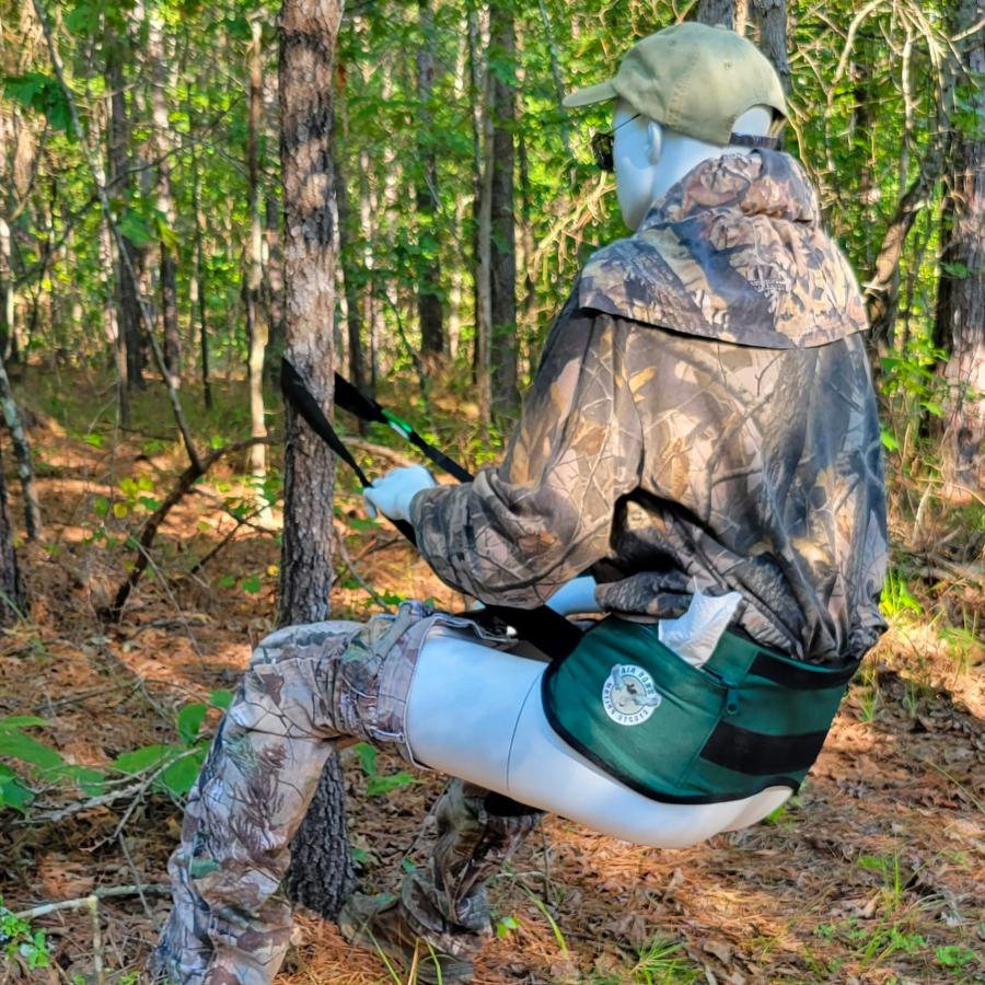 Crap Strap straps to tree, holds body up to poo in the woods hands free