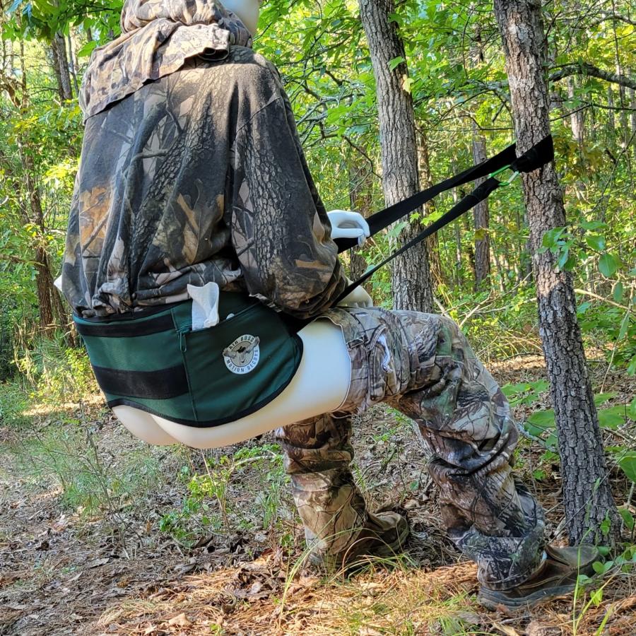 Crap Strap straps to tree, holds body up to poo in the woods hands free