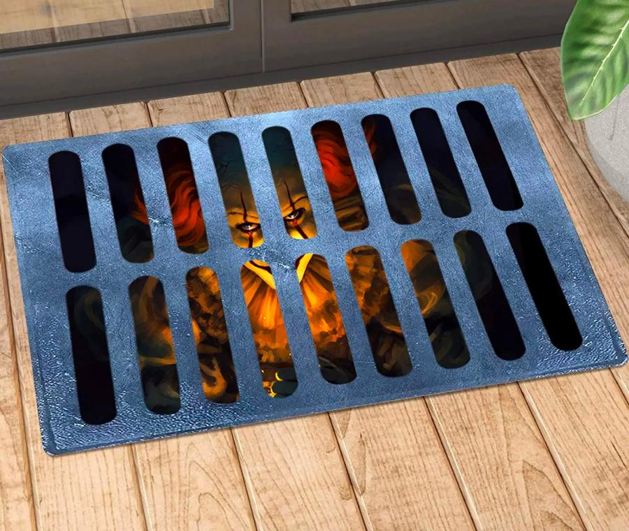 Creepy Halloween Pennywise Clown In Sewer Doormat