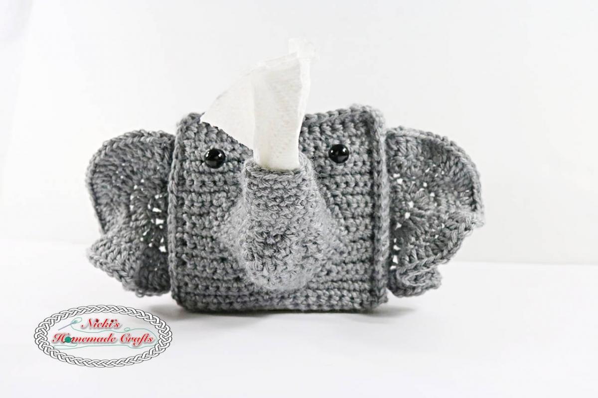 Crochet Elephant Tissue Box Cover