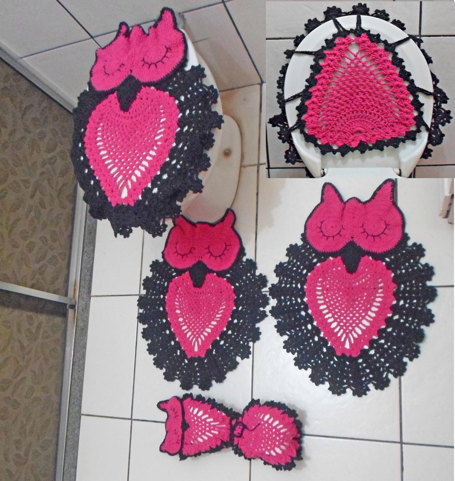 Crochet Owl Bathroom Set - Crochet Toilet Cover Set Shaped Like Owl