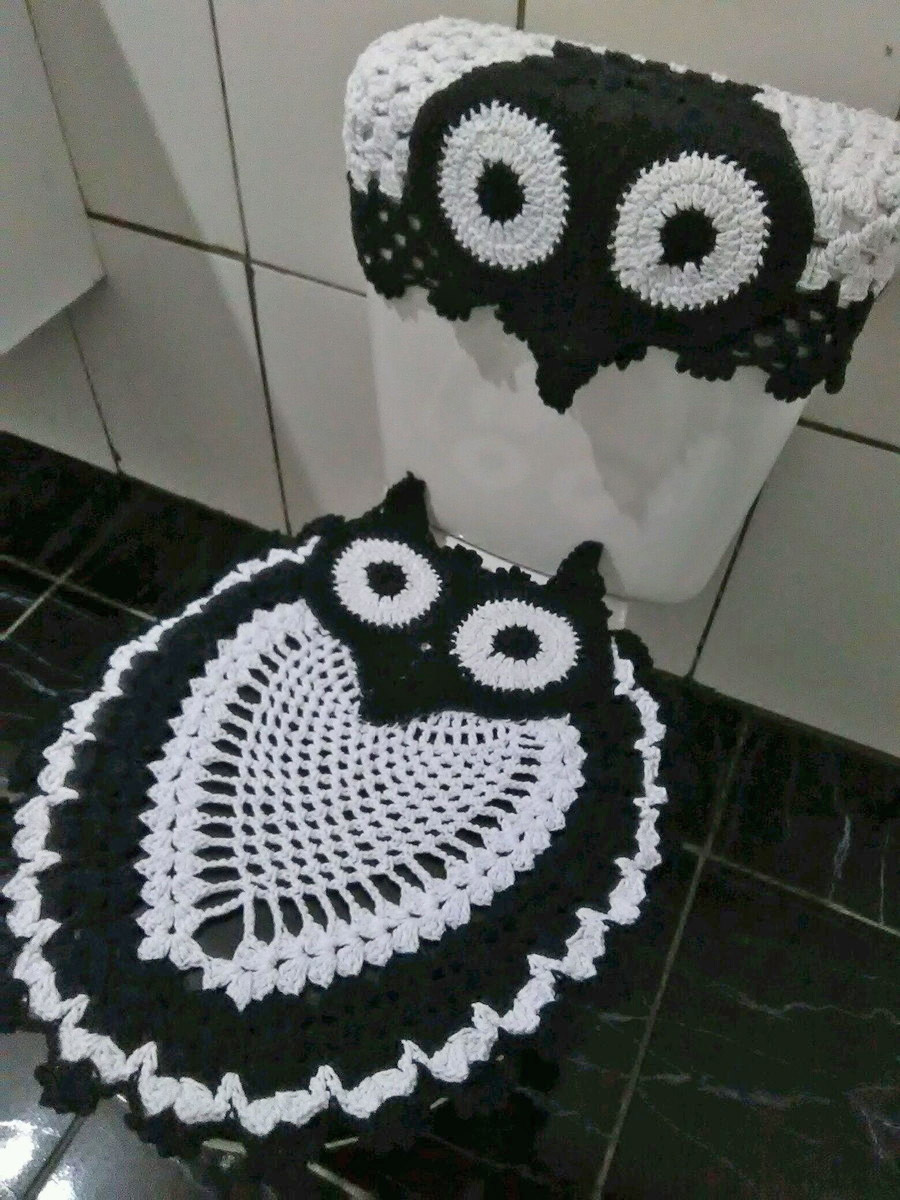 Crochet Owl Bathroom Set - Crochet Toilet Cover Set Shaped Like Owl