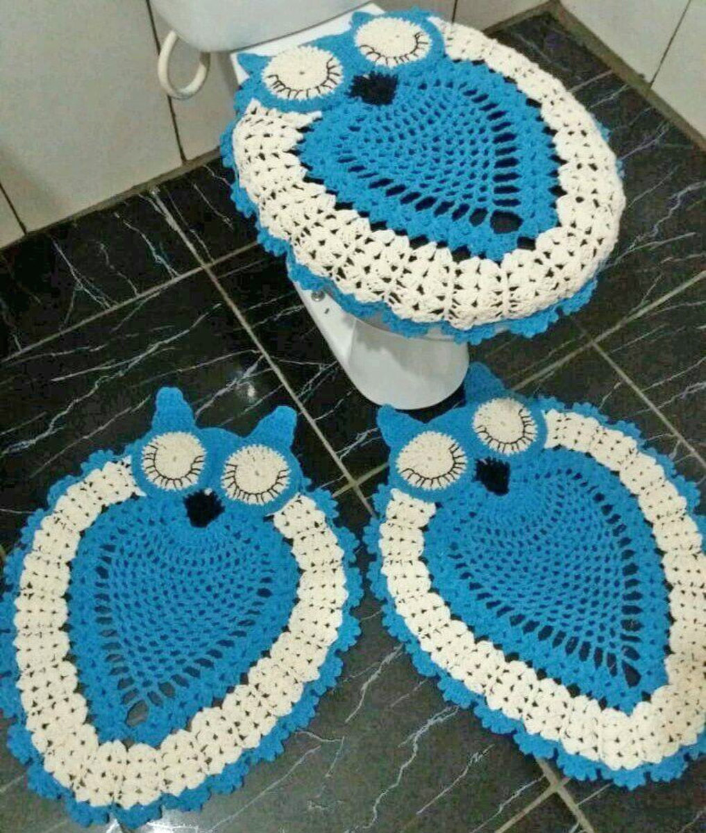 Crochet Owl Bathroom Set - Crochet Toilet Cover Set Shaped Like Owl