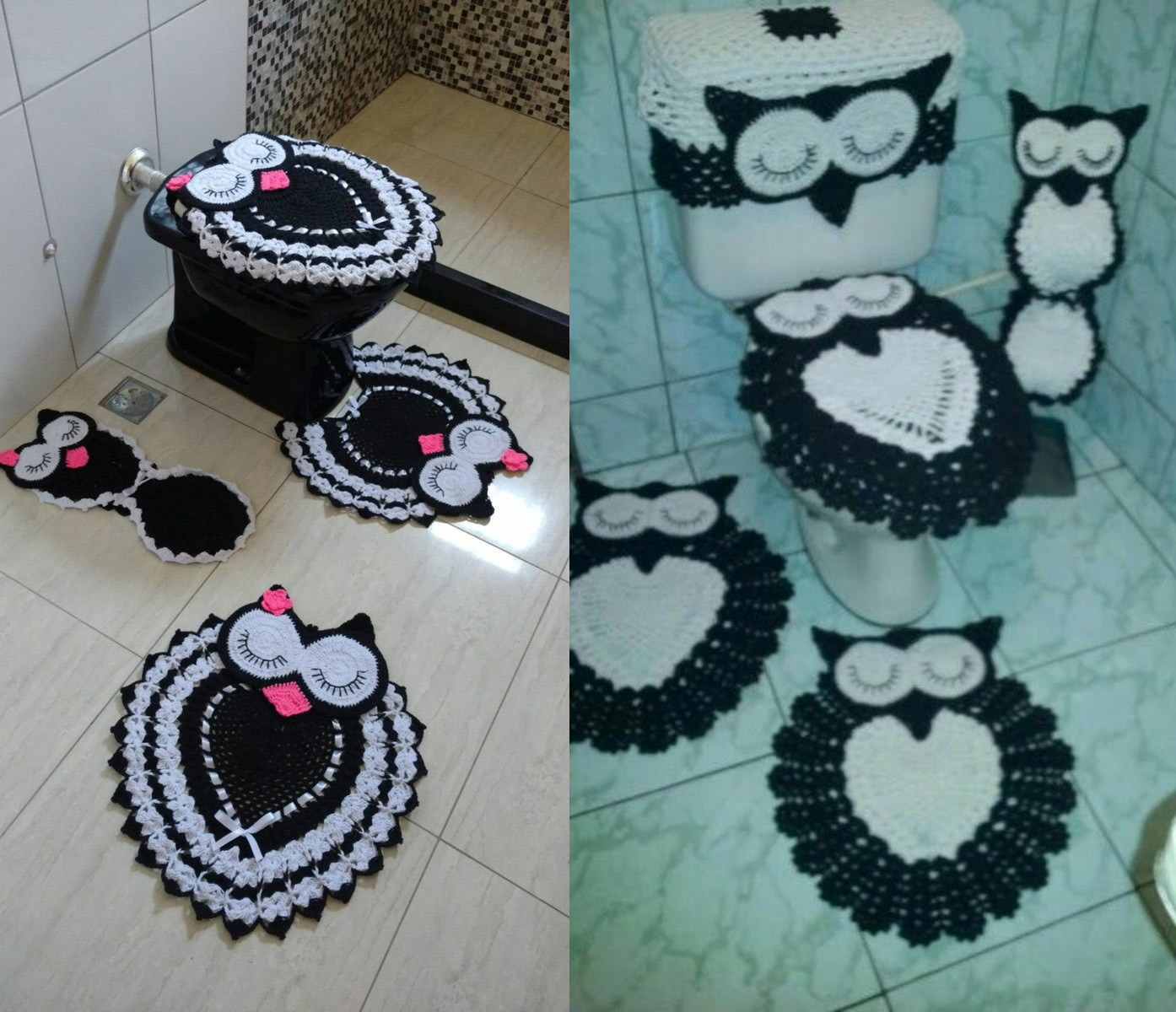 Crochet Owl Bathroom Set - Crochet Toilet Cover Set Shaped Like Owl