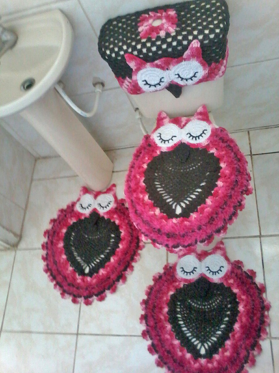 Crochet Owl Bathroom Set - Crochet Toilet Cover Set Shaped Like Owl
