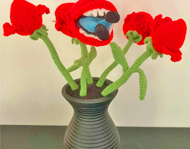 Crochet Piranha Plants Eating Mario