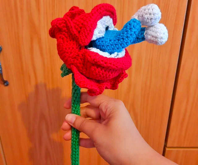 Crochet Piranha Plants Eating Mario