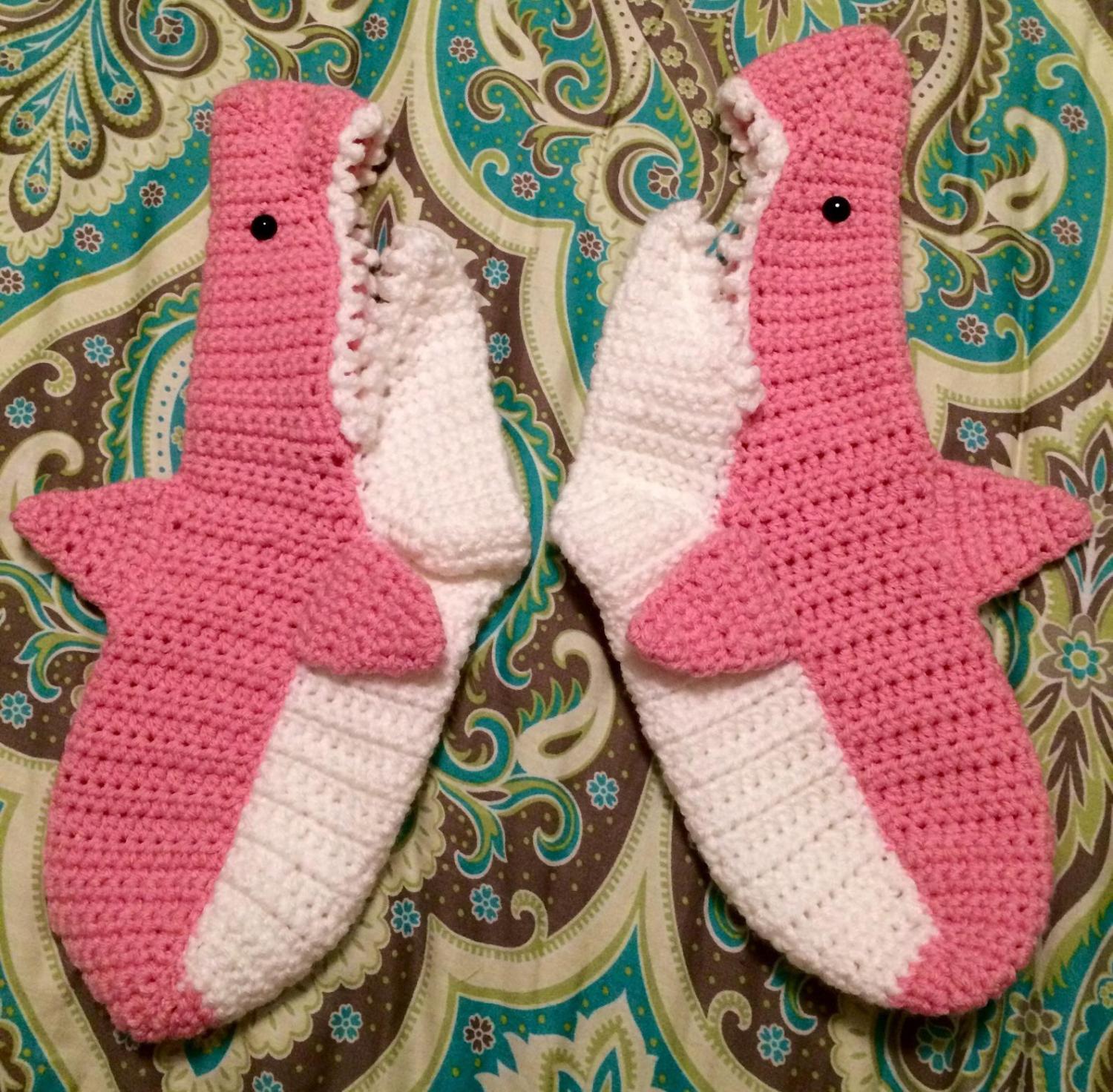 Crochet Shark Bite Slippers - Shark attach slippers