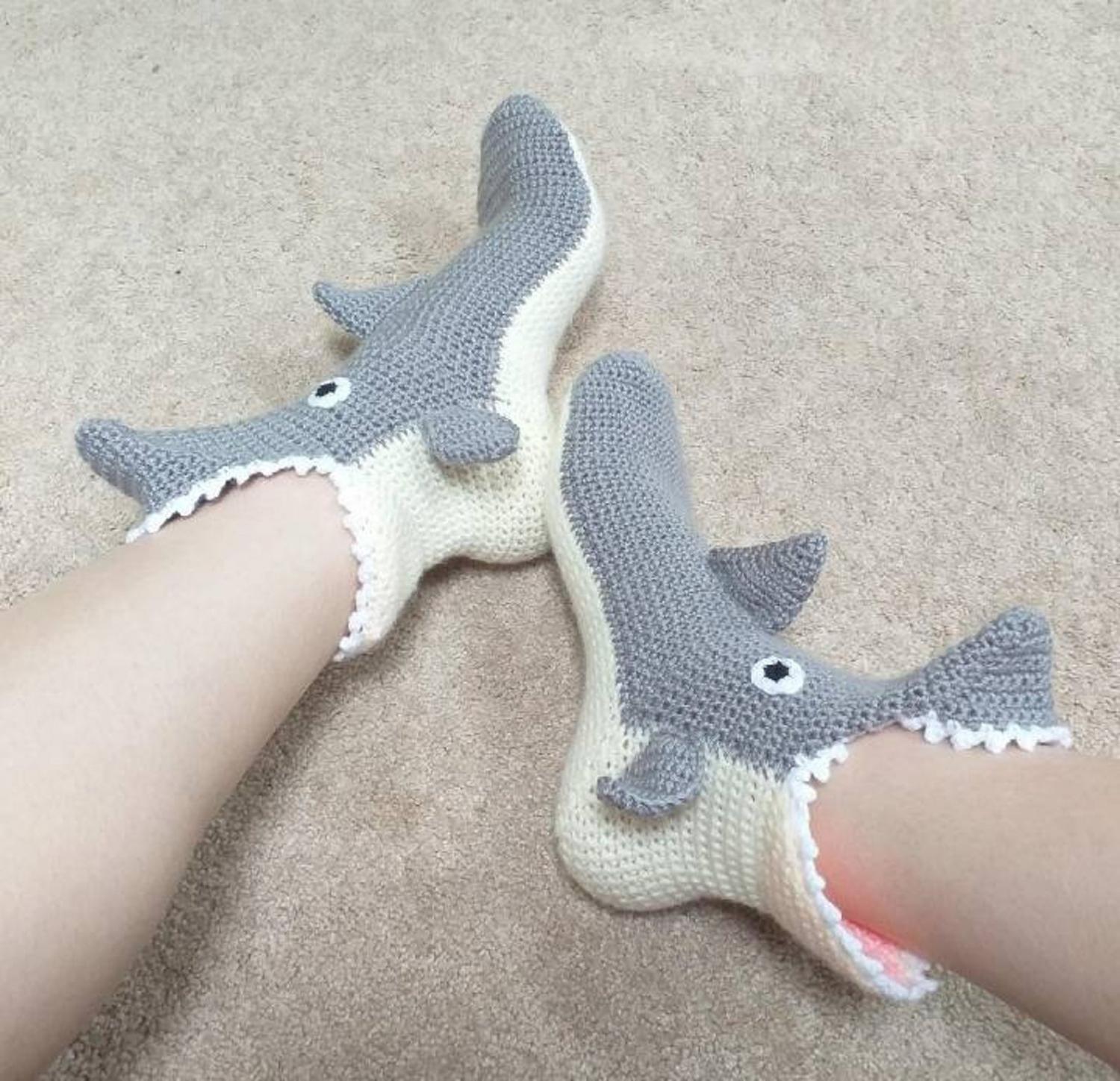 Crochet Shark Bite Slippers - Shark attach slippers
