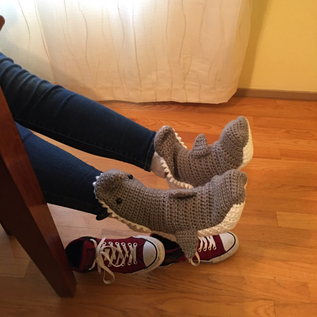 Crochet Shark Bite Slippers - Shark attach slippers