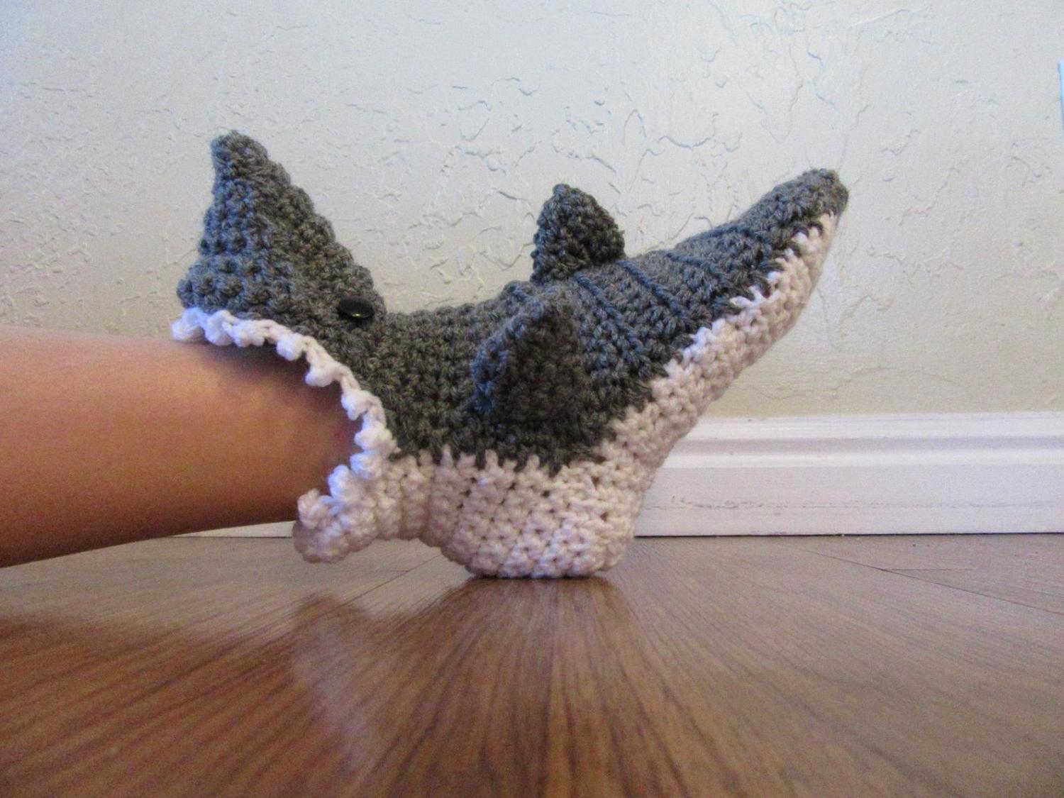 Crochet Shark Bite Slippers - Shark attach slippers