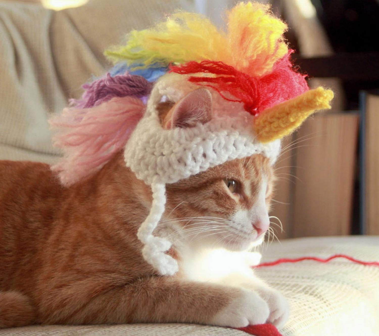 Crochet Unicorn Hat For Cats