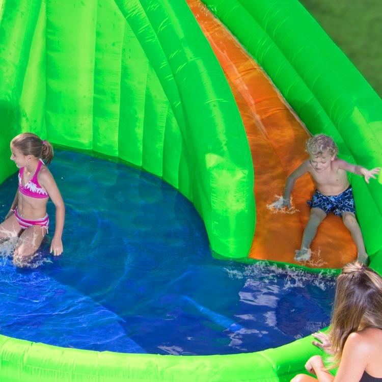 Crocodile Isle Inflatable water Park with Dual Slides - Giant Inflatable backyard water park - Ball pit water toy