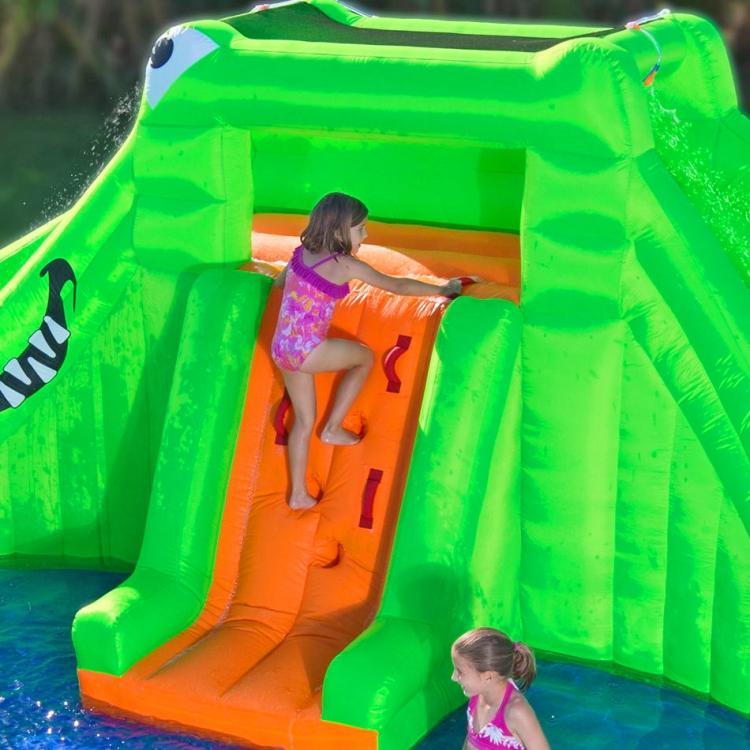 Crocodile Isle Inflatable water Park with Dual Slides - Giant Inflatable backyard water park - Ball pit water toy