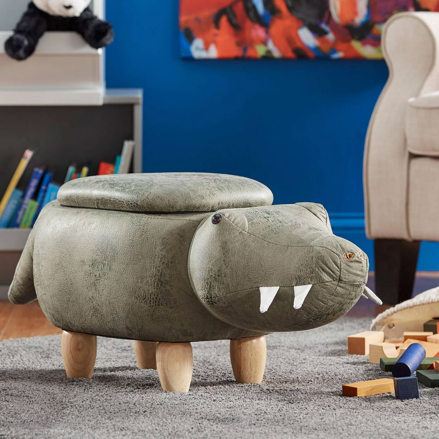 Crocodile Storage Ottoman - Alligator toy box