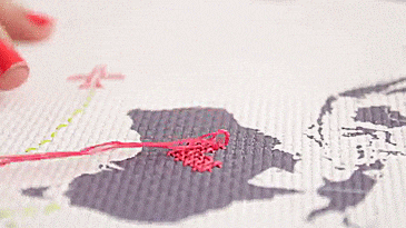 Cross Stitch Map - Cross-stitch travel map - Record your travels on a map with thread and needle