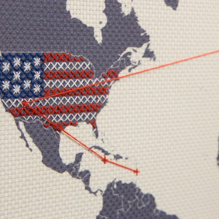 Cross Stitch Map - Cross-stitch travel map - Record your travels on a map with thread and needle