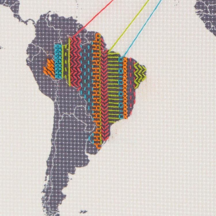 Cross Stitch Map - Cross-stitch travel map - Record your travels on a map with thread and needle