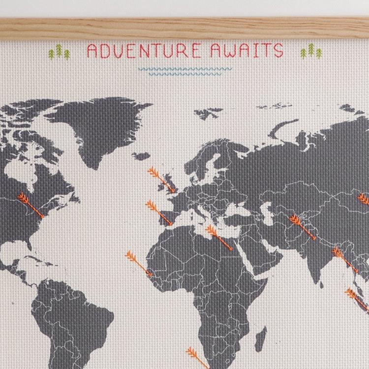 Cross Stitch Map - Cross-stitch travel map - Record your travels on a map with thread and needle