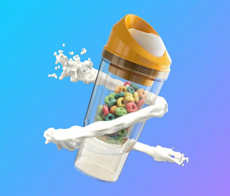 Crunch Cup Portable Cereal And Milk Cup - Non-soggy cereal and milk travel mug