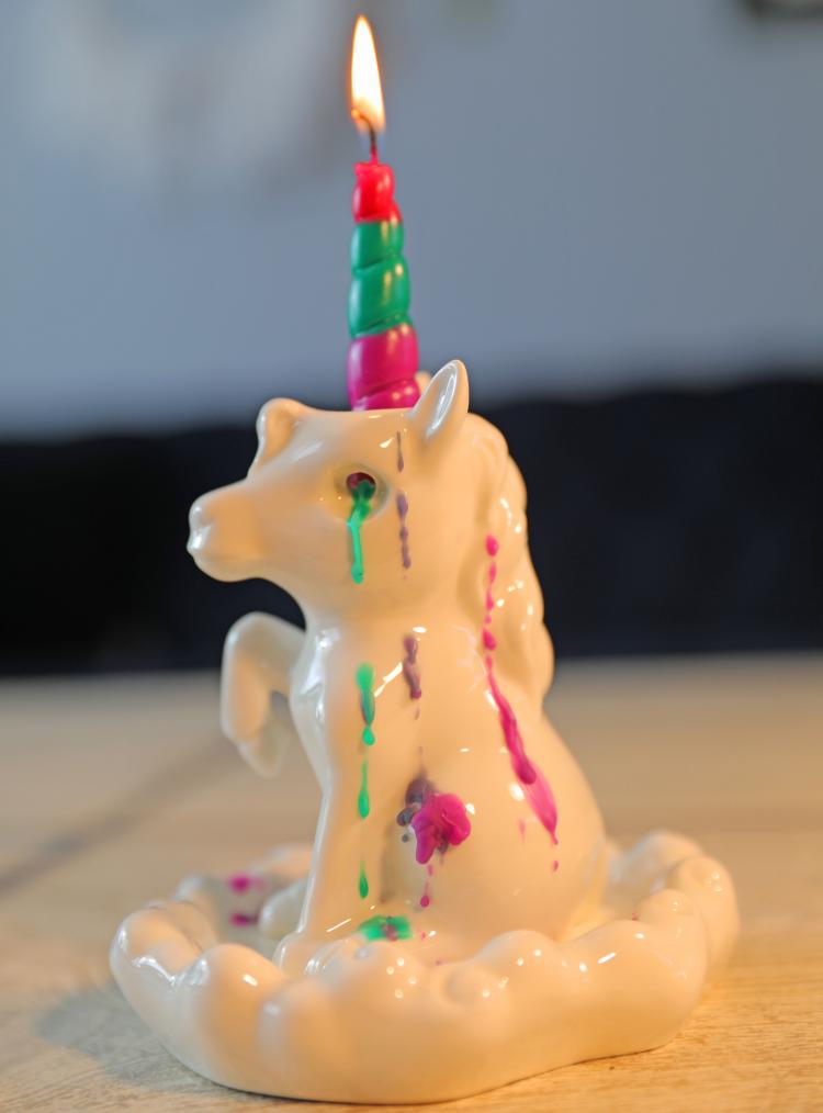 Crying Unicorn Candle Holder