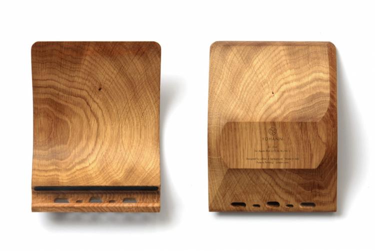 Classy Curved Wooden iPad Stand With 3 Different Viewing Angles