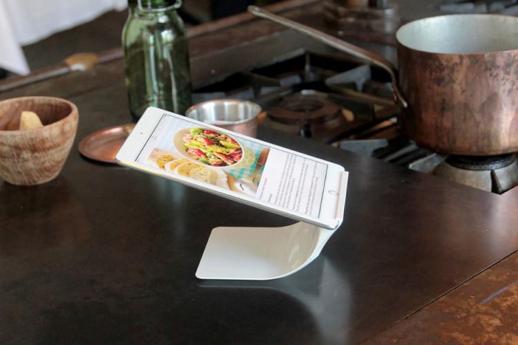 Classy Curved Wooden iPad Stand With 3 Different Viewing Angles