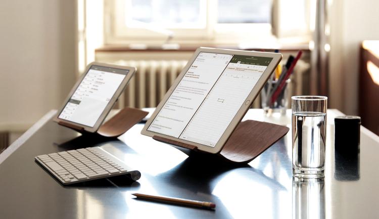 Classy Curved Wooden iPad Stand With 3 Different Viewing Angles
