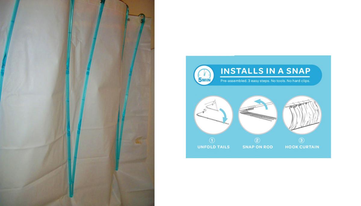 Curvit Curved Shower Curtain - Shower curtain space extender