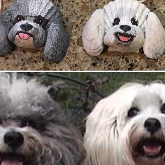 Custom Seashell Dog Portraits - Dog ornament made from beach shells