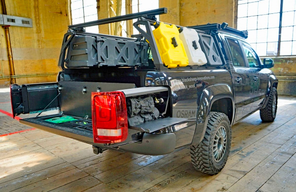 Custom pullout taillight storage drawers for drinks and guns