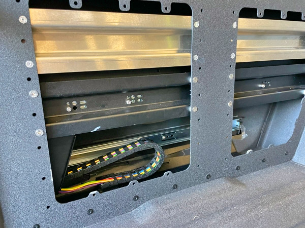 Custom pullout taillight storage drawers for drinks and guns