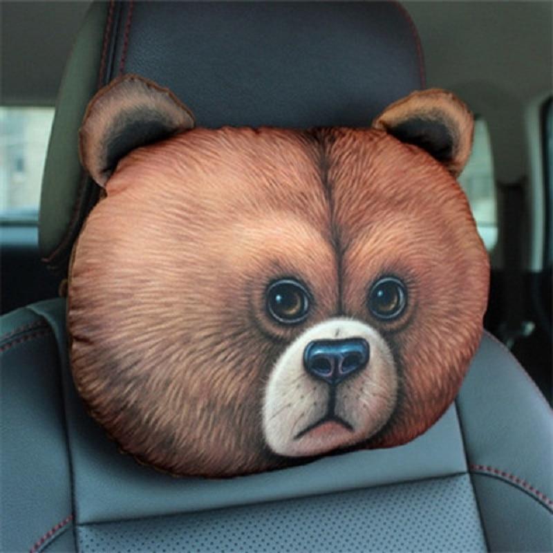 Cute Cat and Dog Head Car Seat Pillows - Bear car seat pillow