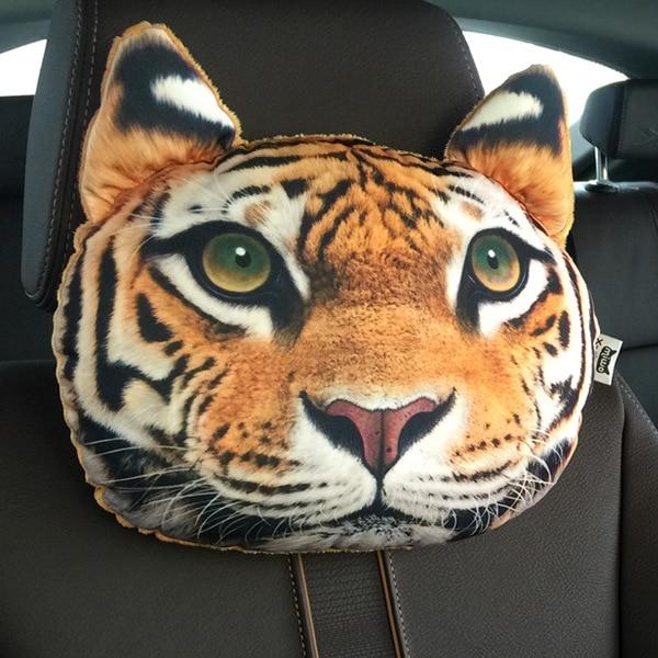 Cute Cat and Dog Head Car Seat Pillows - Tiger car seat pillow