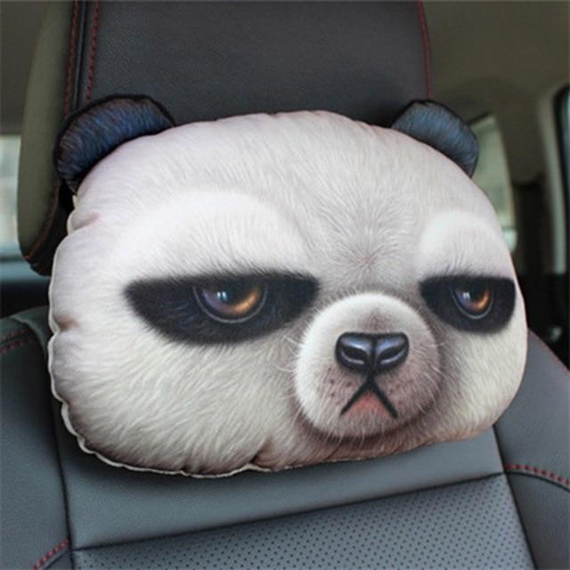 Cute Cat and Dog Head Car Seat Pillows - Panda car seat pillow