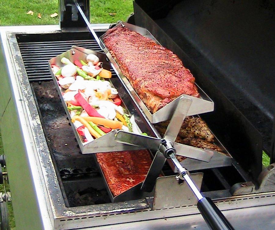 Automatic spinning rib-o-lator grill rotisserie