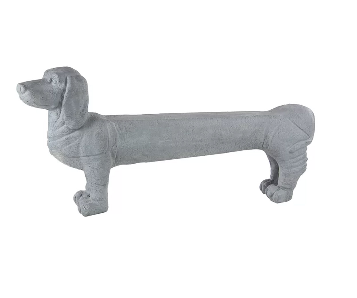 Dachshund Dog Garden Bench Statue - Stone Wiener Dog Bench