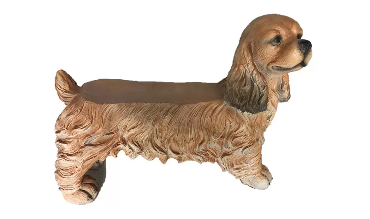 Cocker Spaniel Dog Garden Bench Statue - Stone Cocker Spaniel Outdoor Bench