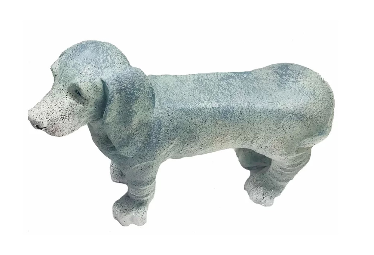 Dachshund Dog Garden Bench Statue - Stone Wiener Dog Bench