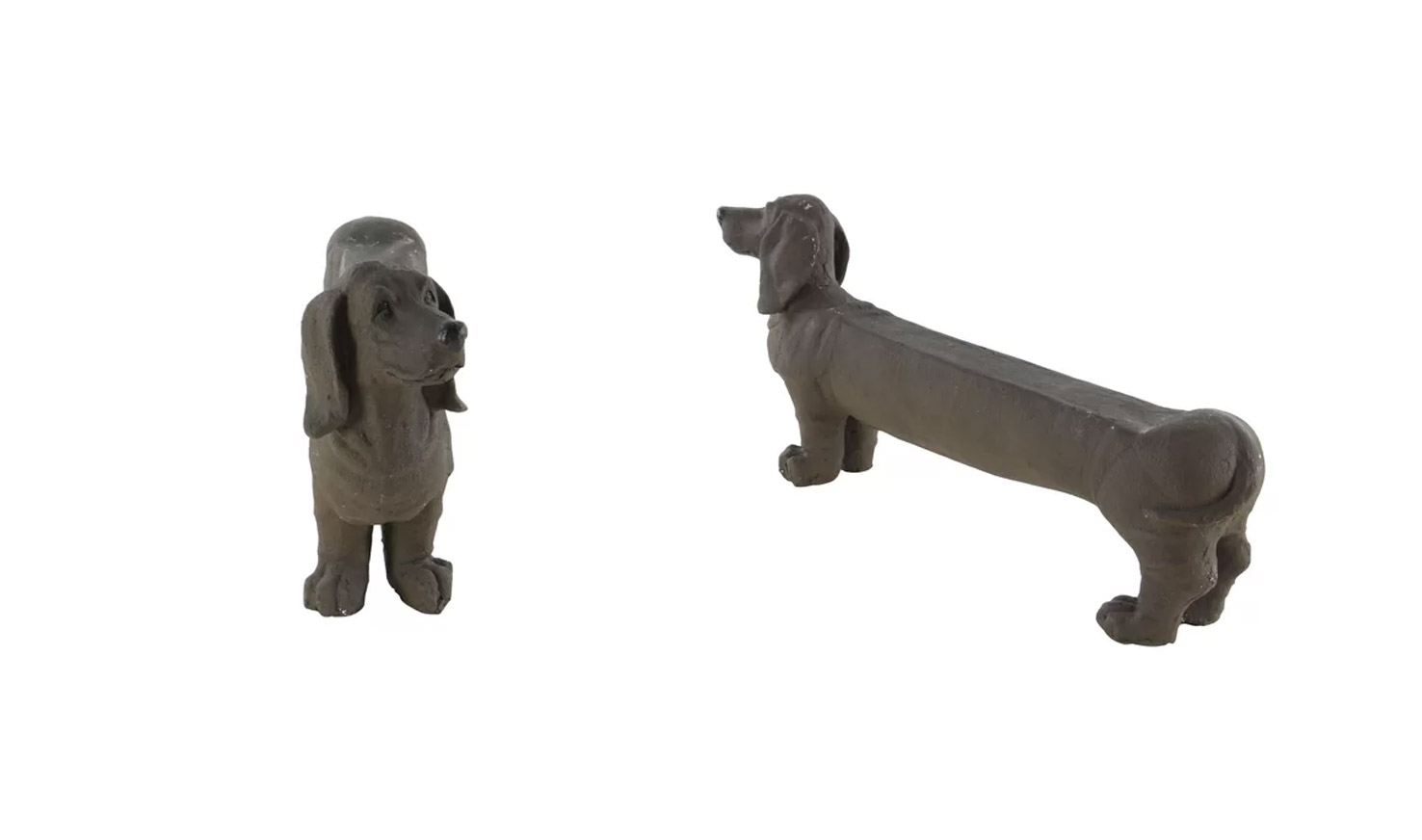 Dachshund Dog Garden Bench Statue - Stone Wiener Dog Bench