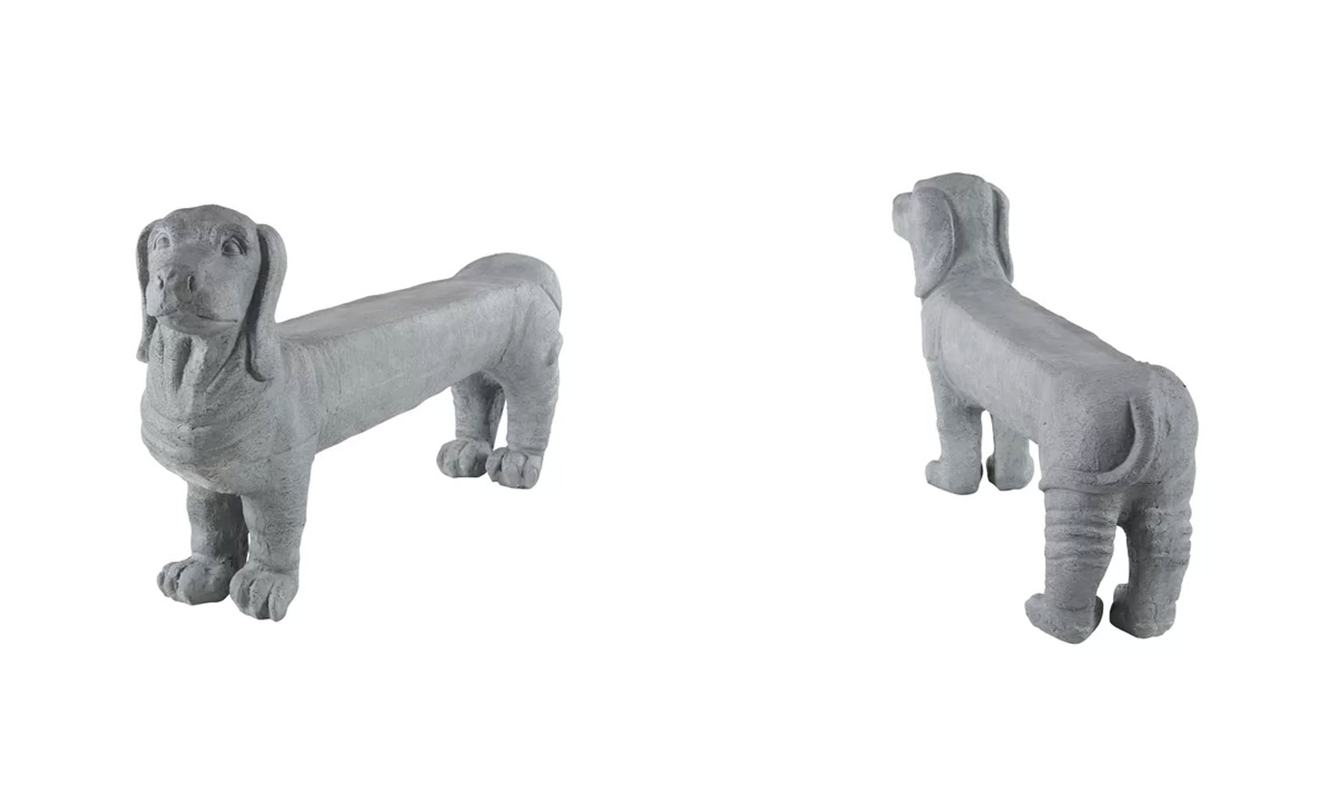 Dachshund Dog Garden Bench Statue - Stone Wiener Dog Bench