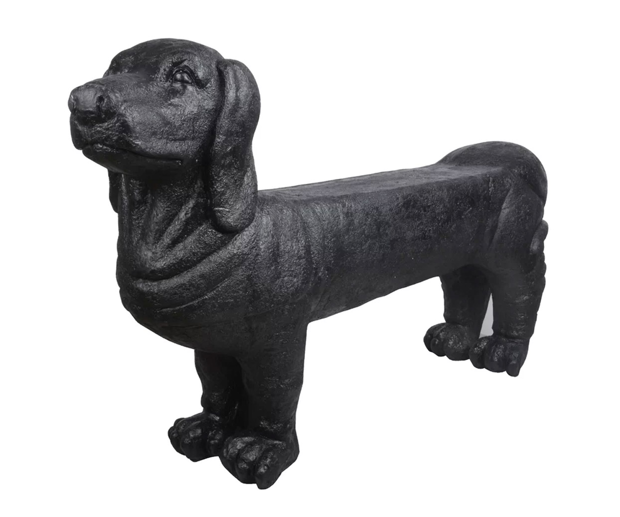 Dachshund Dog Garden Bench Statue - Stone Wiener Dog Bench
