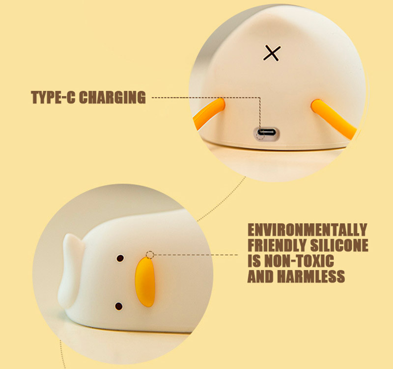 Funny defeated duck lying on stomach night-light - duck in existential crisis lamp