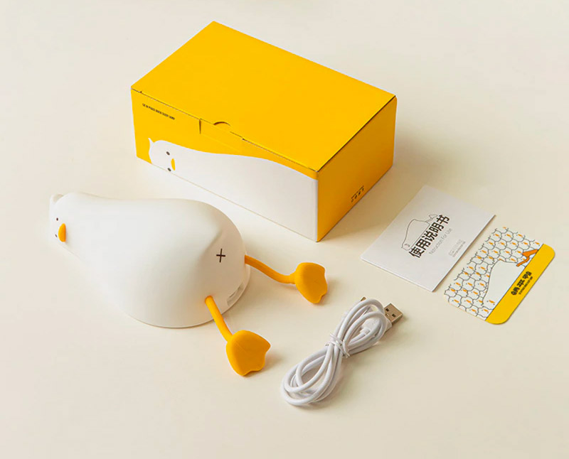 Funny defeated duck lying on stomach night-light - duck in existential crisis lamp