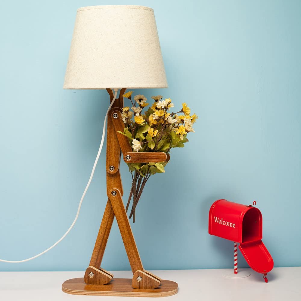 Depressed Lamp - Sad man adjustable wooden lamp - Adjustable legs lamp