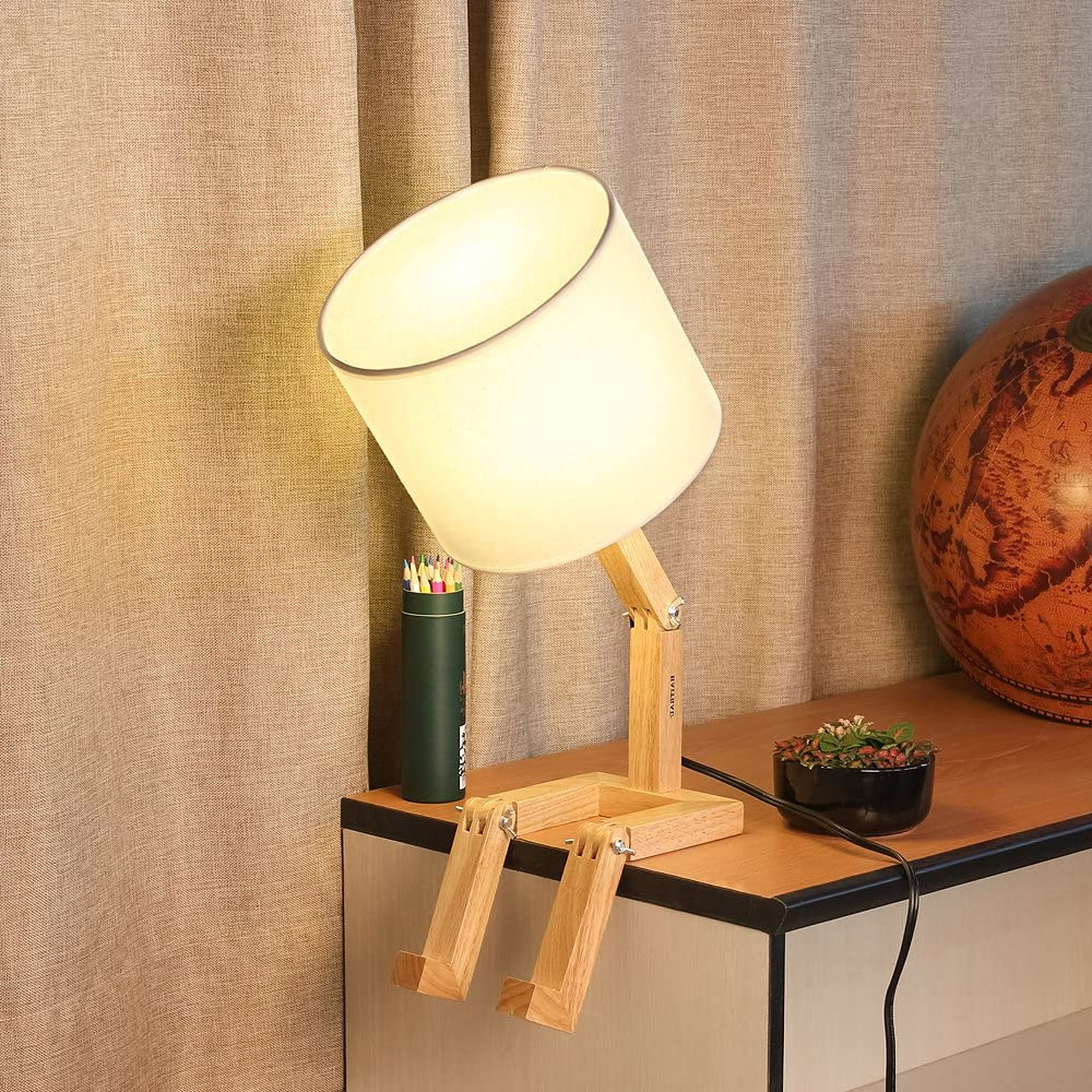 Depressed Lamp - Sad man adjustable wooden lamp - Adjustable legs lamp